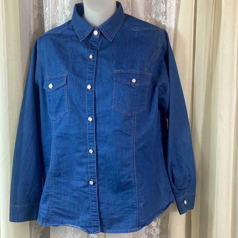 Zeagoo Style Cowboy  Jeans Women Top Blouse Size M